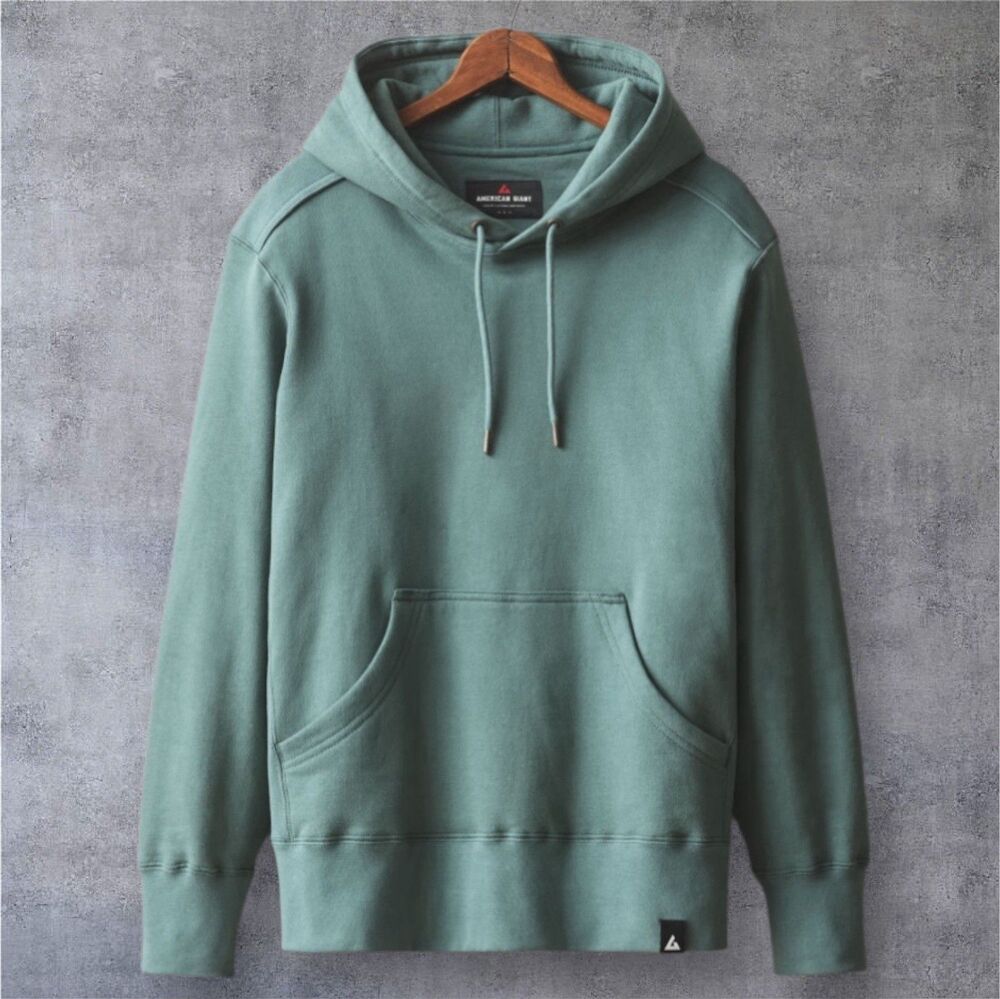 American Giant Hoodie Mens S Green Silver Pine Classic Pullover Heavyweight NEW